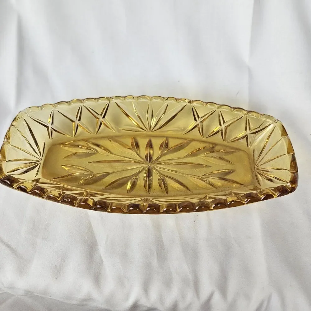Vintage Hazel-Atlas Amber Relish Celery Dish Glass 9.5